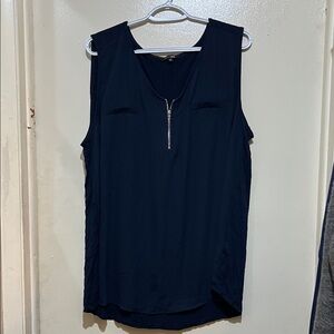 Papermoon Dark Blue Sleeveless Blouse with Zipper
